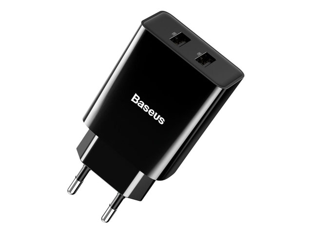 Зарядное устройство Baseus Speed Mini Dual Charger универсальное (сетевое, 2xUSB, 10.5W, 2A, черное)