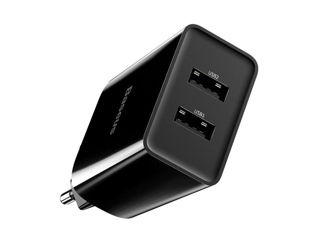 Зарядное устройство Baseus Speed Mini Dual Charger универсальное (сетевое, 2xUSB, 10.5W, 2A, черное)