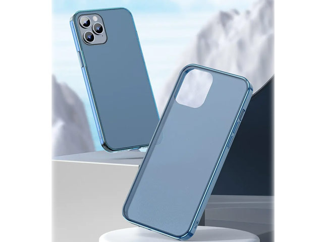Чехол Baseus Frosted Glass Series для Apple iPhone 12 pro max (синий, гелевый/стеклянный)