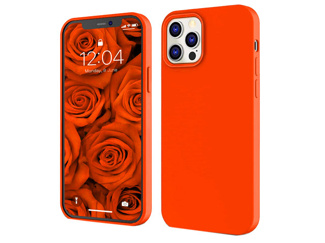 Чехол Yotrix LiquidSilicone для Apple iPhone 12/12 pro (ярко-оранжевый, гелевый)