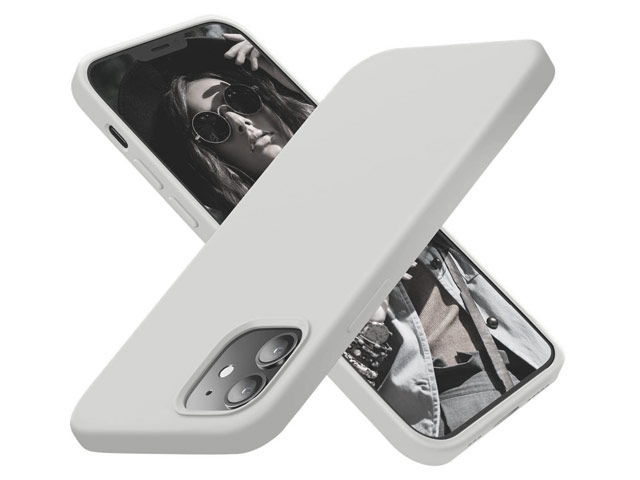 Чехол Yotrix LiquidSilicone для Apple iPhone 12 mini (кремовый-серый, гелевый)