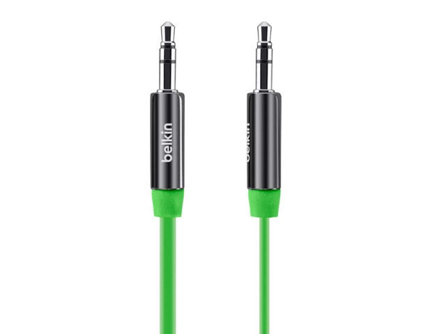AUX-кабель Belkin Flat Aux 3' cable (зеленый, 0,9 м, разъемы 3.5 мм)