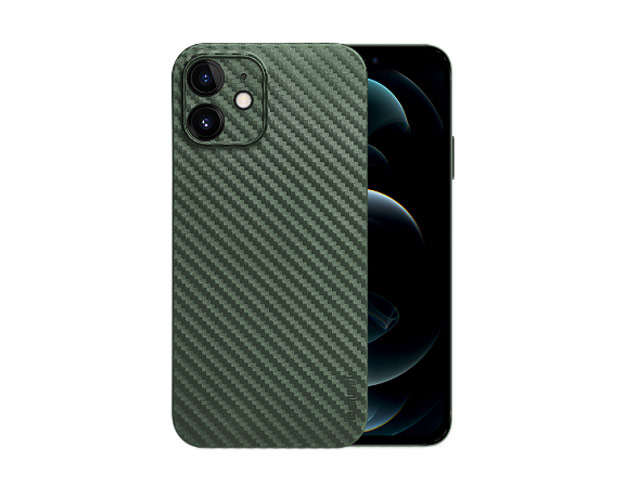 Чехол memumi Slim Carbon case для Apple iPhone 12 (зеленый, пластиковый)