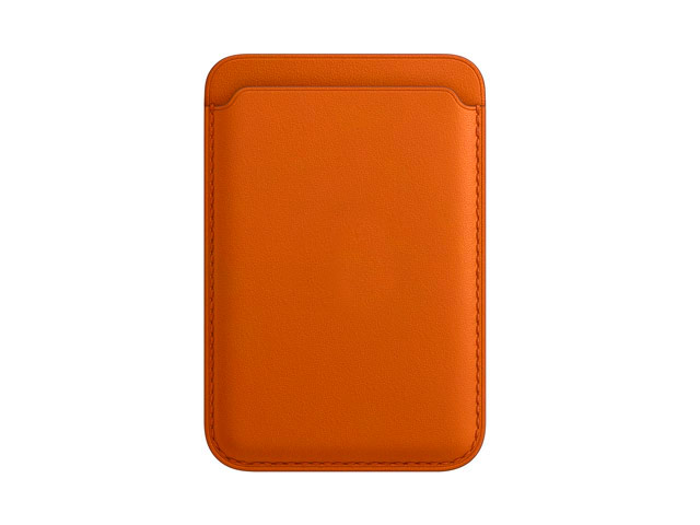 Чехол-бумажник Synapse MagSafe Leather Wallet для Apple iPhone 12/12 pro/12 pro max/12 mini (оранжевый, кожаный, магнитный)