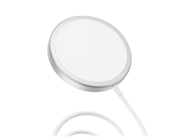 Беспроводное зарядное устройство KeepHone Wireless Magnetic Charger (серебристое, магнитное, Fast Charge 15W, стандарт QI)