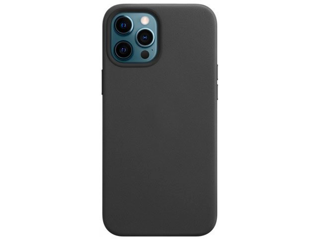Чехол Yotrix SnapCase Premuim для Apple iPhone 12/12 pro (черный, кожаный, MagSafe)