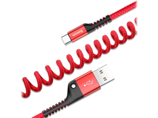 USB-кабель Baseus Fish Eye Spring Cable (USB Type C, красный, 1 м)