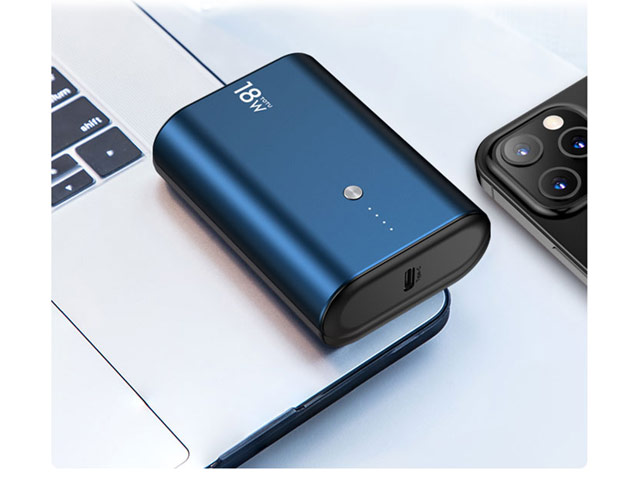 Внешняя батарея Totu Metal Mini Fast Powerbank CPBQ-08 универсальная (9600 mAh, 18W, PD, Fast Charge, USB-C, темно-синяя)