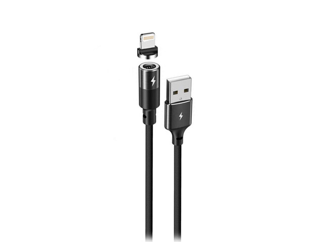 USB-кабель Remax Zigie Series Cable RC-102i (Lightning, черный, 1.2 м, магнитный, 3A)
