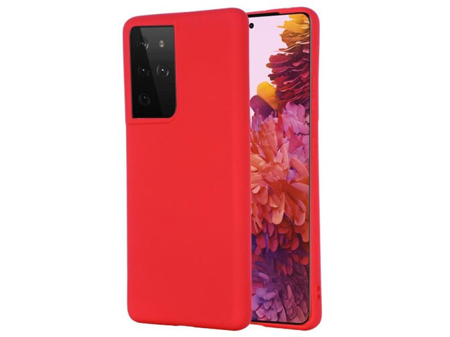 Чехол Yotrix LiquidSilicone для Samsung Galaxy S21 ultra (красный, гелевый)