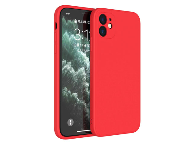 Чехол Yotrix LiquidSilicone Pro для Apple iPhone 12 (красный, гелевый)