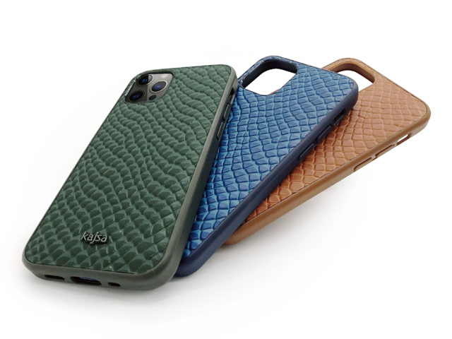 Чехол Kajsa Genuine Leather Pearl Pattern для Apple iPhone 12/12 pro (синий, кожаный)