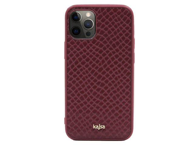 Чехол Kajsa Genuine Leather Pearl Pattern для Apple iPhone 12/12 pro (бордовый, кожаный)