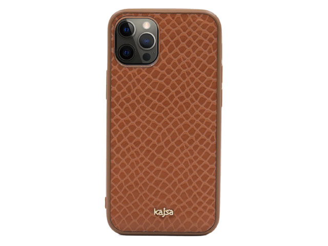 Чехол Kajsa Genuine Leather Pearl Pattern для Apple iPhone 12/12 pro (коричневый, кожаный)