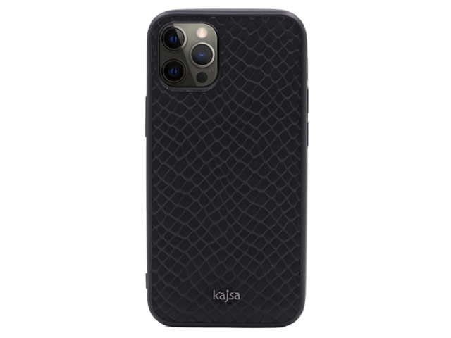 Чехол Kajsa Genuine Leather Pearl Pattern для Apple iPhone 12/12 pro (черный, кожаный)