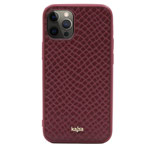 Чехол Kajsa Genuine Leather Pearl Pattern для Apple iPhone 12 pro max (бордовый, кожаный)