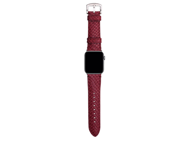 Ремешок для часов Kajsa Genuine Leather Pearl Pattern Band для Apple Watch (38/40 мм, бордовый, кожаный)