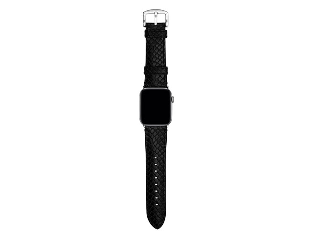 Ремешок для часов Kajsa Genuine Leather Pearl Pattern Band для Apple Watch (38/40 мм, черный, кожаный)