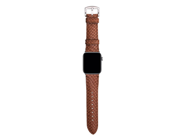 Ремешок для часов Kajsa Genuine Leather Pearl Pattern Band для Apple Watch (42/44 мм, коричневый, кожаный)