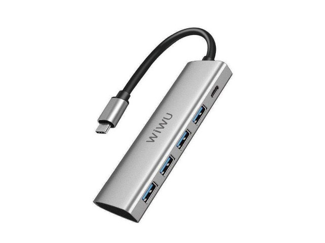 USB-хаб WIWU Alpha Hub 5-in-1 A531 универсальный (USB-C, 4 x USB 3.0, серый)
