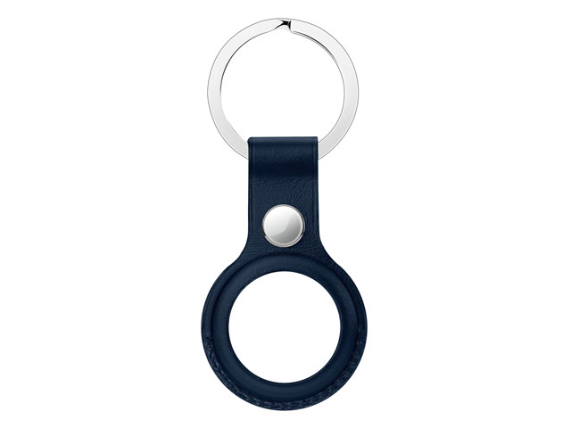Чехол-брелок Coblue Anti-Lost Tracker case для Apple AirTag (темно-синий, кожаный)