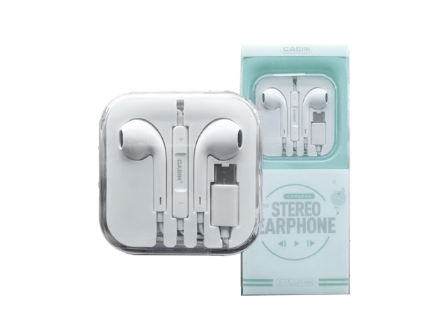 Наушники Casim Stereo Earphones R19 универсальные (USB Type C, белые, пульт/микрофон)