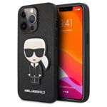 Чехол Karl Lagerfeld Saffiano Ikonik Patch для Apple iPhone 13 pro (черный, кожаный)