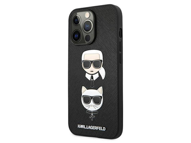 Чехол Karl Lagerfeld Saffiano Karl & Choupette для Apple iPhone 13 pro max (черный, кожаный)