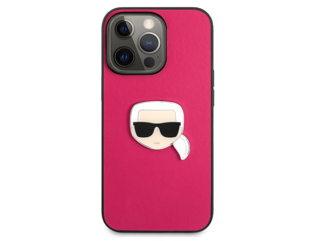 Чехол Karl Lagerfeld Leather Karl's Head для Apple iPhone 13 pro max (розовый, кожаный)