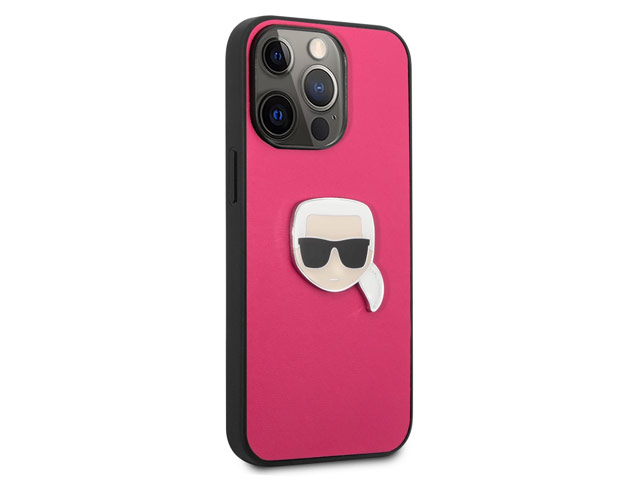 Чехол Karl Lagerfeld Leather Karl's Head для Apple iPhone 13 pro max (розовый, кожаный)