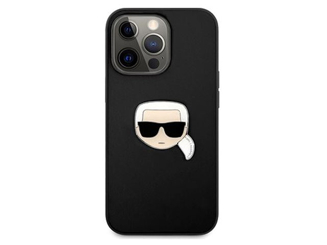 Чехол Karl Lagerfeld Leather Karl's Head для Apple iPhone 13 pro max (черный, кожаный)