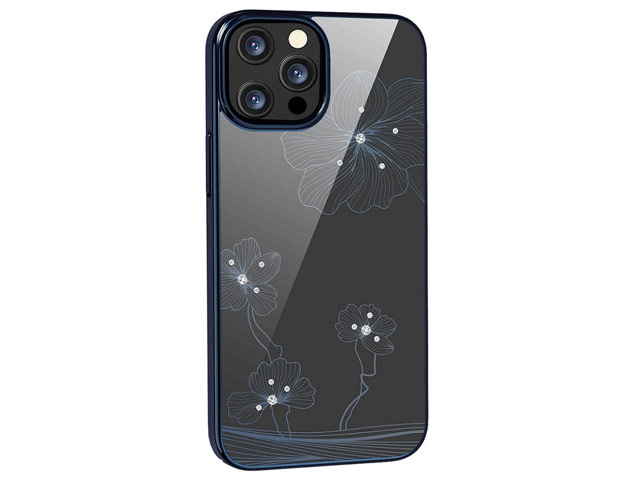 Чехол Devia Crystal Flora для Apple iPhone 13 pro max (синий, пластиковый)