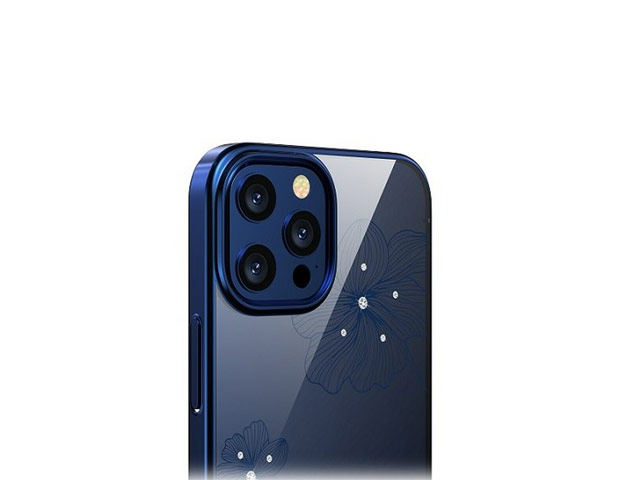 Чехол Devia Crystal Flora для Apple iPhone 13 pro max (синий, пластиковый)