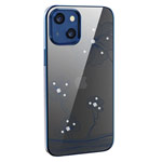 Чехол Devia Crystal Flora для Apple iPhone 13 (синий, пластиковый)