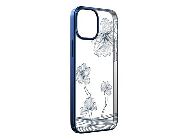 Чехол Devia Crystal Flora для Apple iPhone 13 (синий, пластиковый)