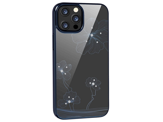 Чехол Devia Crystal Flora для Apple iPhone 13 pro (синий, пластиковый)