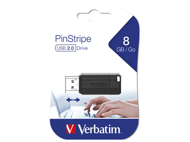 Флеш-карта Verbatim PinStripe (8Gb, USB 2.0, черная)