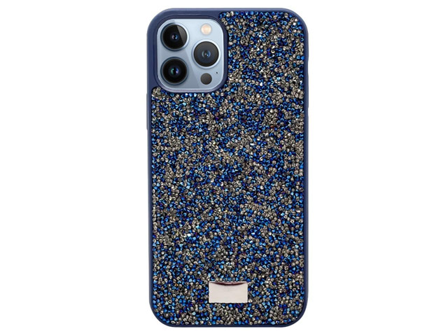 Чехол Swarovski Crystal Case для Apple iPhone 13 pro max (синий, гелевый)
