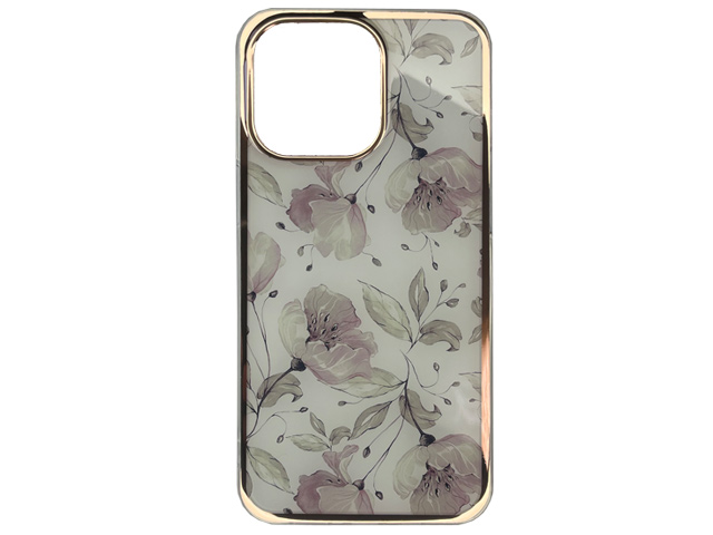 Чехол Yotrix GlitterSoft Flowers для Apple iPhone 13 pro (белый, гелевый)