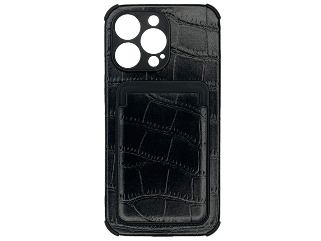 Чехол Yotrix SnapCase Holder для Apple iPhone 13 pro (Black Croco, экокожа)