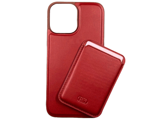 Чехол HDD Luxury Magnet Case для Apple iPhone 13 pro (красный, кожаный)