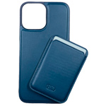 Чехол HDD Luxury Magnet Case для Apple iPhone 13 pro (темно-синий, кожаный)