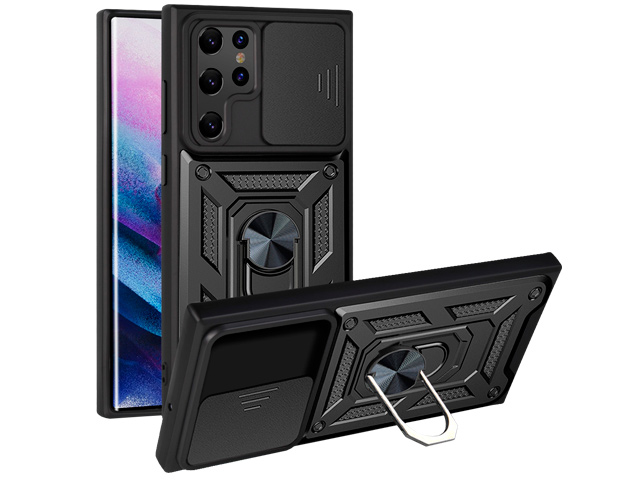 Чехол Yotrix Defense Pro для Samsung Galaxy S22 ultra (черный, гелевый/пластиковый)