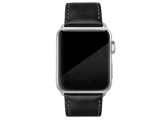 Ремешок для часов Coblue Leather Band для Apple Watch 42/44/45 мм (черный, кожаный)