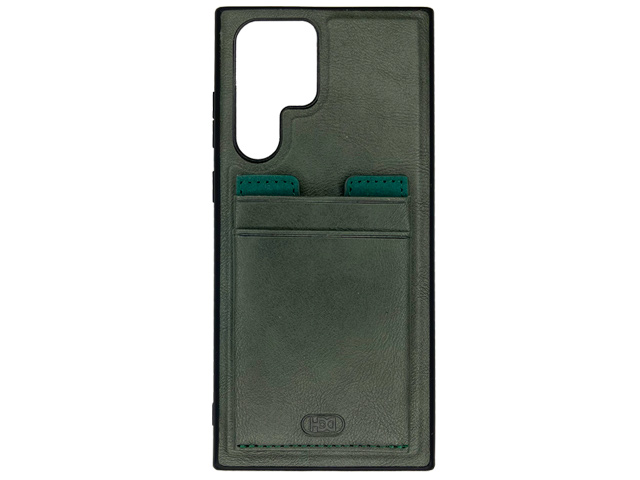 Чехол HDD Luxury Card Slot Case для Samsung Galaxy S22 ultra (темно-зеленый, кожаный)