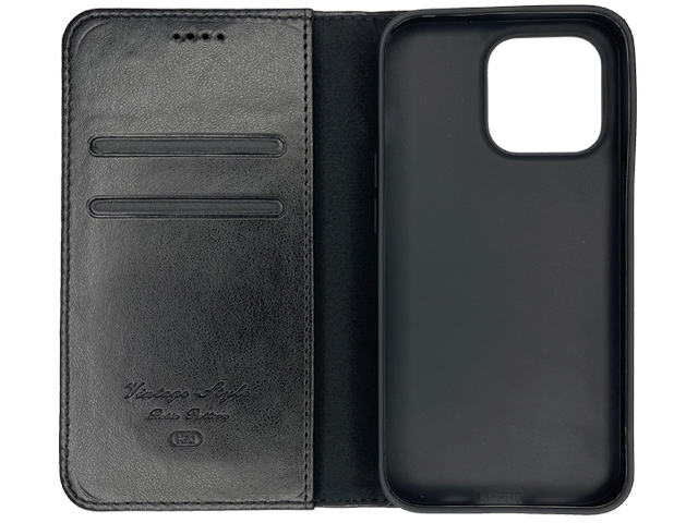 Чехол HDD Wallet Phone case для Apple iPhone 13 pro max (черный, кожаный)