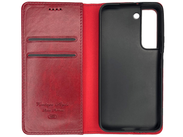 Чехол HDD Wallet Phone case для Samsung Galaxy S22 (красный, кожаный)