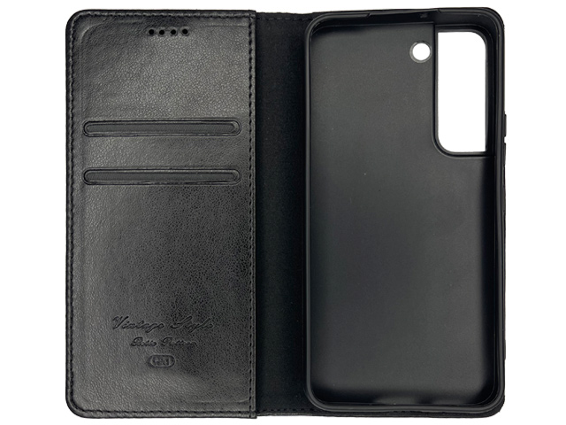 Чехол HDD Wallet Phone case для Samsung Galaxy S22 (черный, кожаный)