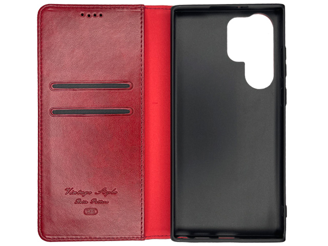 Чехол HDD Wallet Phone case для Samsung Galaxy S22 ultra (красный, кожаный)