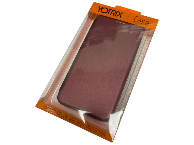 Чехол Yotrix FolioCase Plain для Xiaomi Redmi Note 11/11S (бордовый, винилискожа)